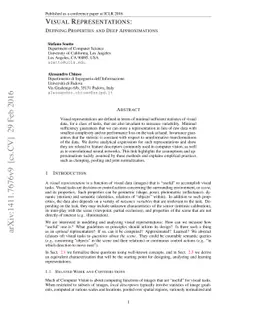 Visual Representations: Defining Properties and Deep Approximations