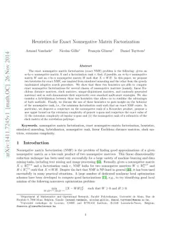 Heuristics for Exact Nonnegative Matrix Factorization