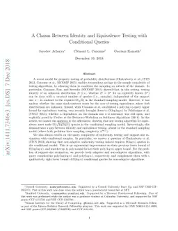 A Chasm Between Identity and Equivalence Testing with Conditional
  Queries