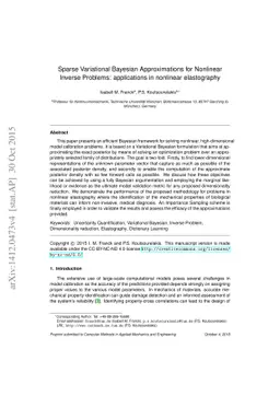 Sparse Variational Bayesian Approximations for Nonlinear Inverse
  Problems: applications in nonlinear elastography
