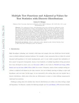 Multiple Test Functions and Adjusted p-Values for Test Statistics with
  Discrete Distributions