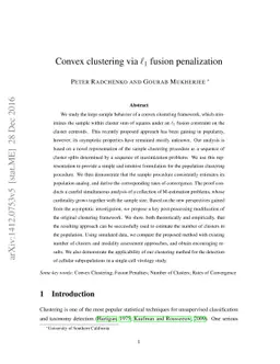 Convex clustering via $\ell_1$ fusion penalization