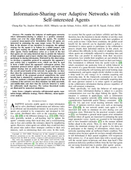 Information-Sharing over Adaptive Networks with Self-interested Agents