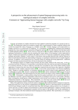 A perspective on the advancement of natural language processing tasks
  via topological analysis of complex networks