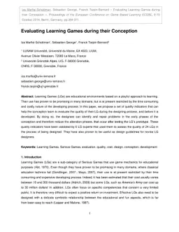 Evaluating Learning Games during their Conception