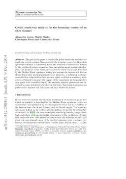 Global sensitivity analysis for the boundary control of an open channel