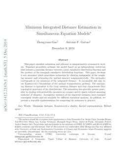 Minimum Integrated Distance Estimation in Simultaneous Equation Models