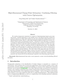 High-Dimensional Change-Point Estimation: Combining Filtering with
  Convex Optimization