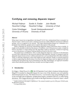 Certifying and removing disparate impact