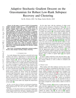 Adaptive Stochastic Gradient Descent on the Grassmannian for Robust
  Low-Rank Subspace Recovery and Clustering