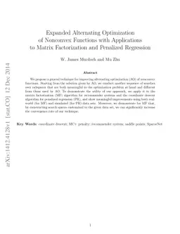 Expanded Alternating Optimization of Nonconvex Functions with
  Applications to Matrix Factorization and Penalized Regression