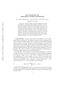 The Statistics of Streaming Sparse Regression