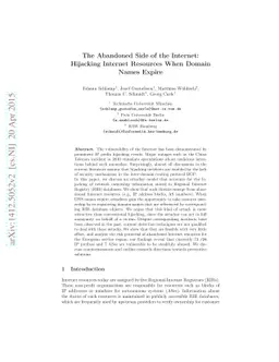 The Abandoned Side of the Internet: Hijacking Internet Resources When
  Domain Names Expire