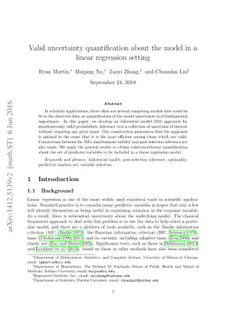 Valid uncertainty quantification about the model in a linear regression
  setting