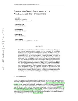 Embedding Word Similarity with Neural Machine Translation