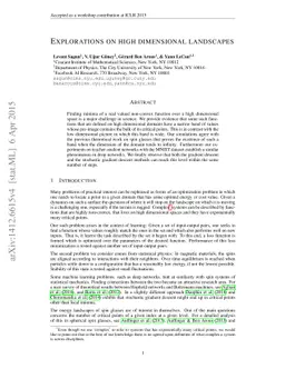 Explorations on high dimensional landscapes