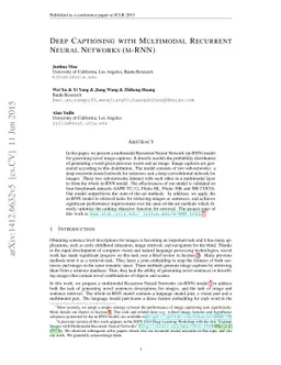 Deep Captioning with Multimodal Recurrent Neural Networks (m-RNN)