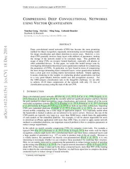 Compressing Deep Convolutional Networks using Vector Quantization