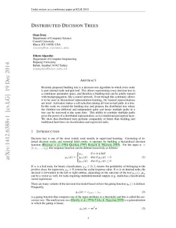 Distributed Decision Trees