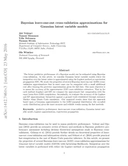 Bayesian leave-one-out cross-validation approximations for Gaussian
  latent variable models