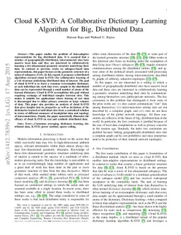 Cloud K-SVD: A Collaborative Dictionary Learning Algorithm for Big,
  Distributed Data