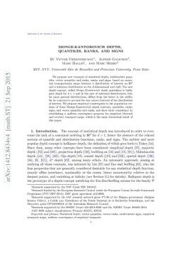 Monge-Kantorovich Depth, Quantiles, Ranks, and Signs