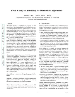 From Clarity to Efficiency for Distributed Algorithms