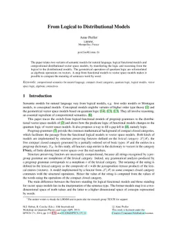 From Logical to Distributional Models
