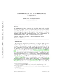 Testing Composite Null Hypothesis Based on $S$-Divergences