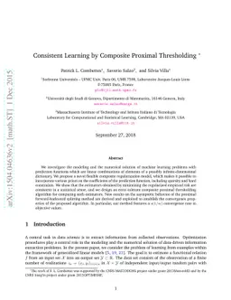 Consistent Learning by Composite Proximal Thresholding