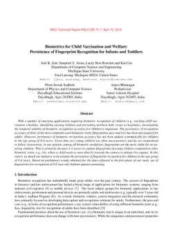 Biometrics for Child Vaccination and Welfare: Persistence of Fingerprint
  Recognition for Infants and Toddlers