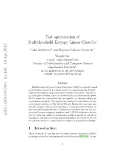 Fast optimization of Multithreshold Entropy Linear Classifier