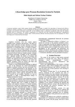 A Knowledge-poor Pronoun Resolution System for Turkish
