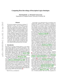 Computing Horn Rewritings of Description Logics Ontologies