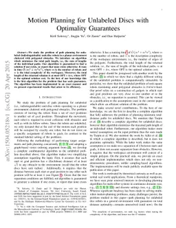 Motion Planning for Unlabeled Discs with Optimality Guarantees