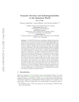Semantic Security and Indistinguishability in the Quantum World