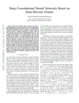 Deep Convolutional Neural Networks Based on Semi-Discrete Frames