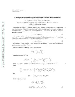 A simple regression equivalence of Pillai's trace statistic