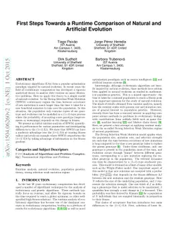 First Steps Towards a Runtime Comparison of Natural and Artificial
  Evolution