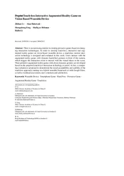 Preprint Touch-less Interactive Augmented Reality Game on Vision Based
  Wearable Device