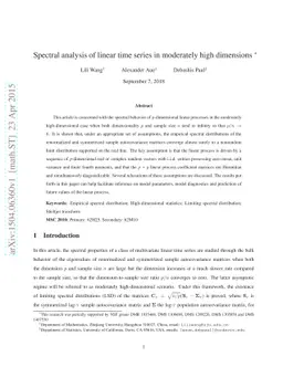 Spectral analysis of linear time series in moderately high dimensions