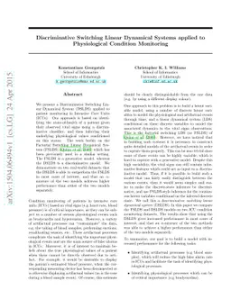 Discriminative Switching Linear Dynamical Systems applied to
  Physiological Condition Monitoring