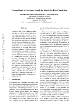 Compositional Vector Space Models for Knowledge Base Completion