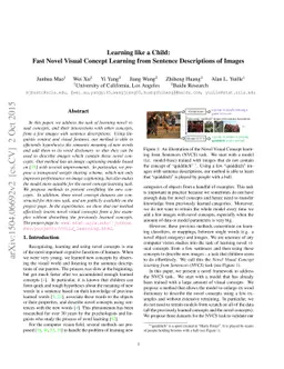 Learning like a Child: Fast Novel Visual Concept Learning from Sentence
  Descriptions of Images