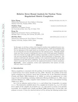 Relative Error Bound Analysis for Nuclear Norm Regularized Matrix
  Completion