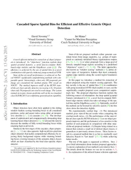 Cascaded Sparse Spatial Bins for Efficient and Effective Generic Object
  Detection