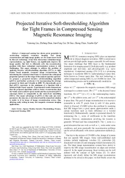 Projected Iterative Soft-thresholding Algorithm for Tight Frames in
  Compressed Sensing Magnetic Resonance Imaging