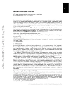 Don't let Google know I'm lonely!