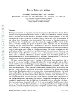 Frugal Bribery in Voting