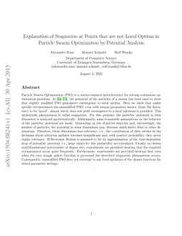 Explanation of Stagnation at Points that are not Local Optima in
  Particle Swarm Optimization by Potential Analysis